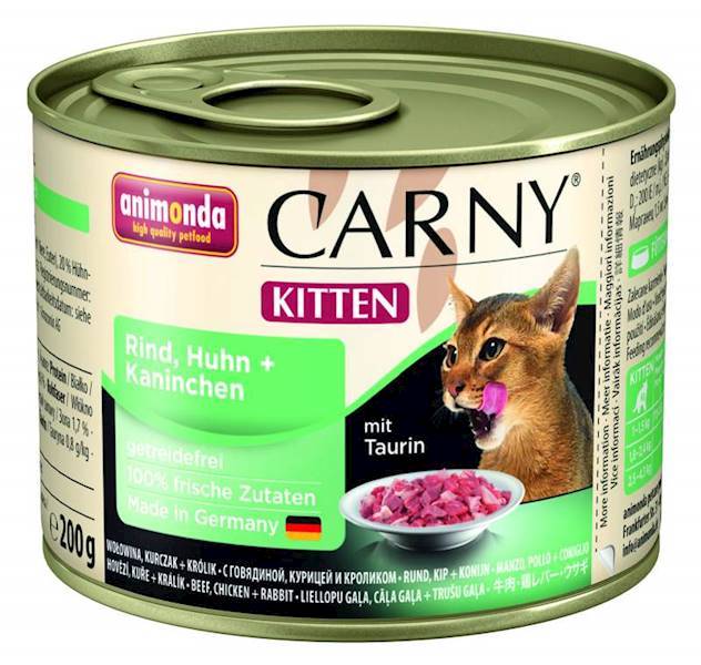 AN CARNY KITTEN 200G WOŁ., KURA, KRÓLIK