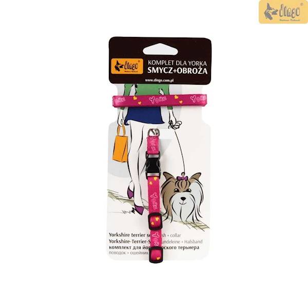 DG KPL. Z TAŚMY SMYCZ + OBROŻA "YORK" RÓŻOWY