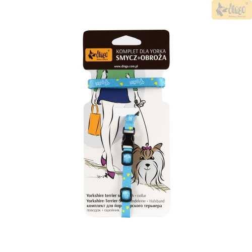 DG KPL. Z TAŚMY SMYCZ Z OBROŻĄ "YORK" NIEBIESKI