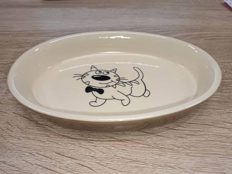 NB MISKA CERAMICZNA KOT OVAL 17x11x2,5 BRĄZ/BEŻ