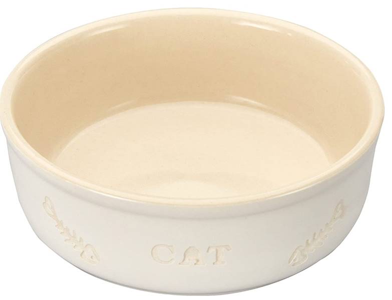 NB MISKA CERAMICZNA KOT 13,5x5 BIAŁA/BEŻ