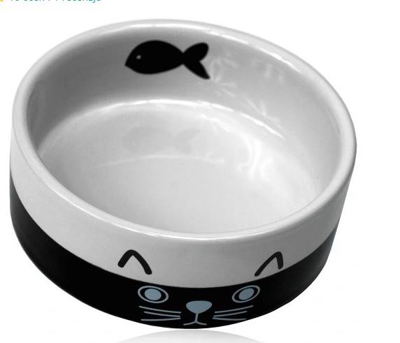 NB MISKA CERAMICZNA KOT FACE 12x4,5CM CZARNO/BIAŁA
