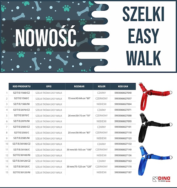 DINO SZELKI TAŚMA EASY WALK 20MM/50-75CM "70"