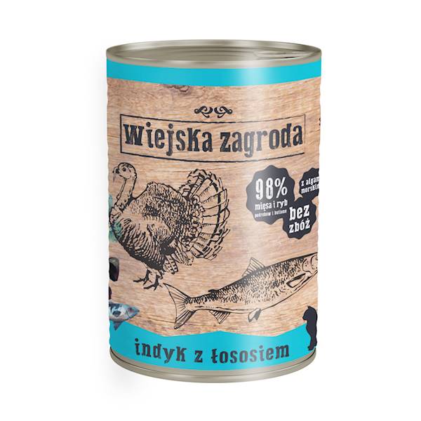 WIEJSKA ZAGRODA KOT 400G INDYK Z ŁOSOSIEM 