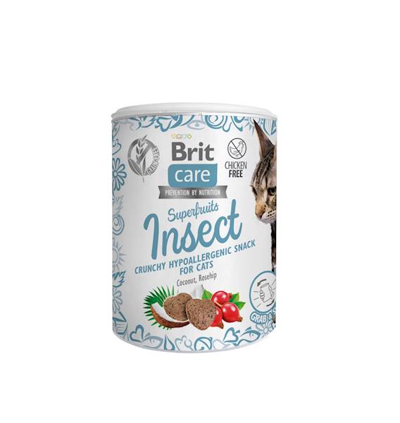 BRIT CARE CAT 100G SNACK SUPERFRUITS INSECT PUSZKA