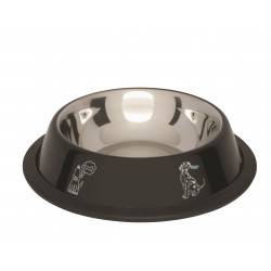 BK MISKA NA GUMIE, KOLOROWY NADRUK, CZARNA, 0,45L