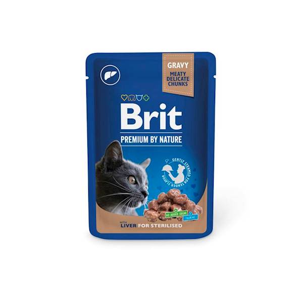 BRIT SASZ 100G POUCHES LIVER FOR STERILIZED 