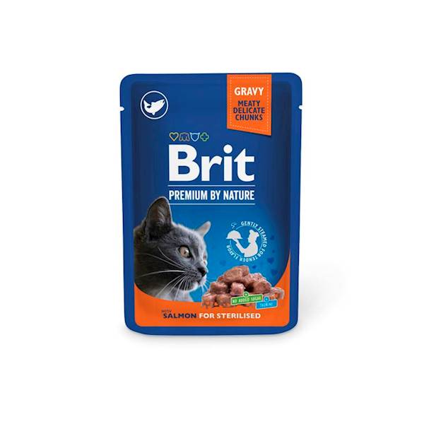 BRIT SASZ 100G POUCHES SALMON FOR STERILIZED 