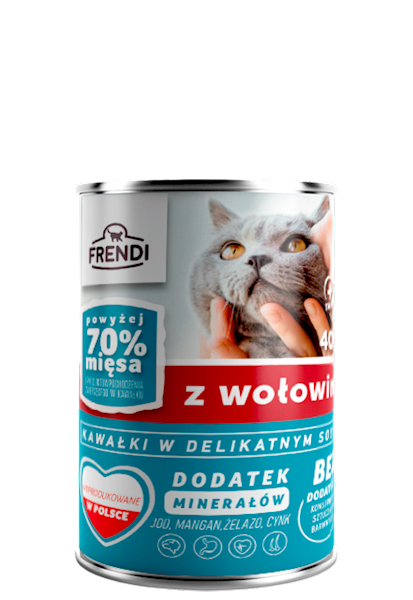 FRENDI 400G KOT KAWAŁKI W SOSIE Z WOŁOWINĄ