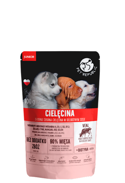 PETREPUBLIC 100G PIES JUNIOR FILECIKI Z CIELĘCINĄ