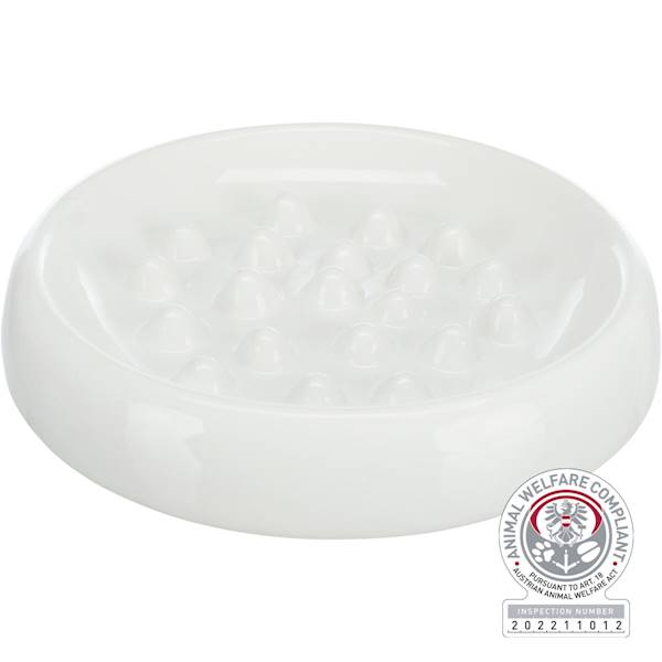 TX Slow feed, miska, dla kota, biała, cer., 0,2L