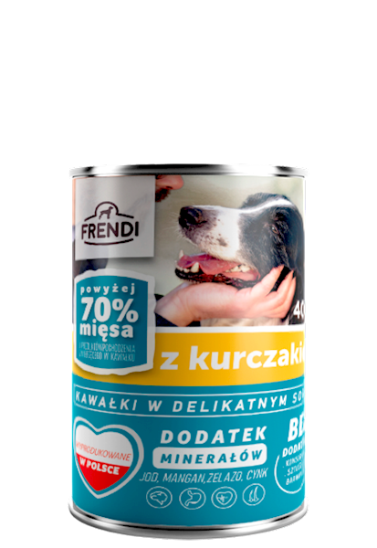 FRENDI 400G PIES KAWAŁKI W SOSIE Z KURĄ KONSERWA 
