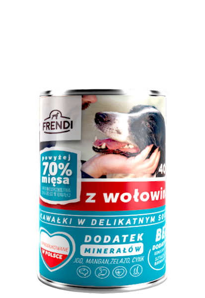 FRENDI 400G PIES KAWAŁKI W SOSIE Z WOŁ KONSERWA 