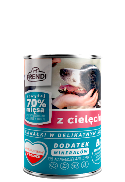 FRENDI 400G PIES KAWAŁKI W SOSIE Z CIELĘ KONSERWA 