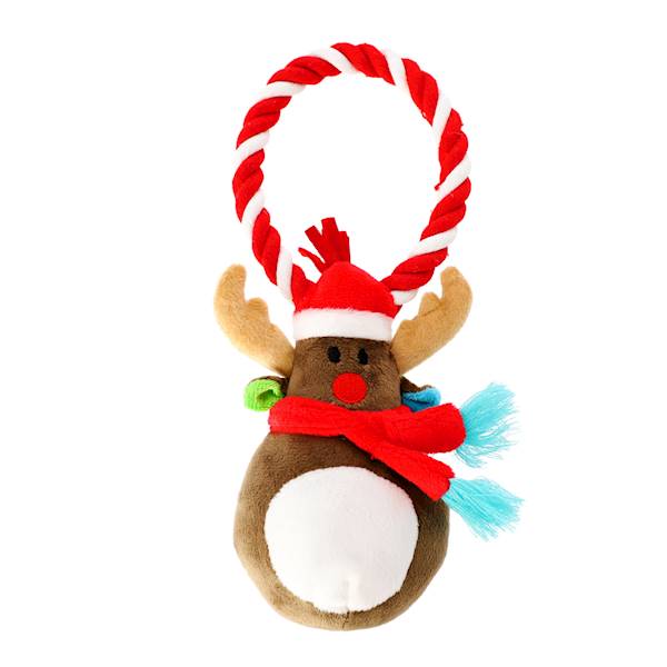 DG ZABAWKA DLA PSA PLUSZ ZE SZNUREM RENIFER 18CM
