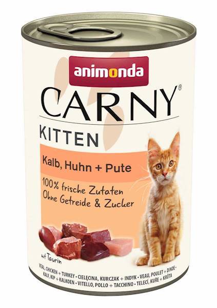 AN CARNY KITTEN 400G CIELĘCINA, KURCZAK, INDYK