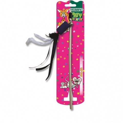 TAT WĘDKA DLA KOTA PATYK+WSTĄŻKI NA GUMCE 40CM