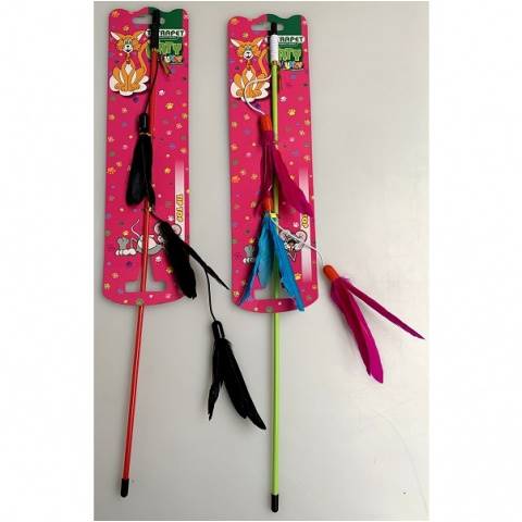 TAT WĘDKA DLA KOTA PATYK+PIÓRKO NA GUMCE 45CM