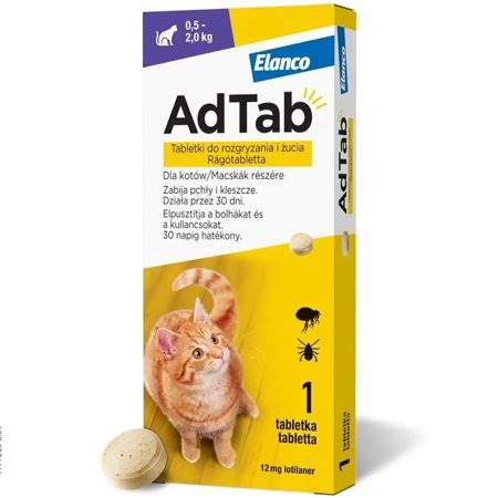 MED ADTAB 12MG 0,5-2KG TBL NA KLESZCZE KOT