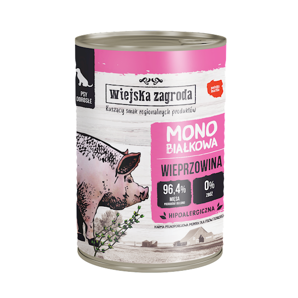 WIEJSKA ZAGRODA PIES 800G MONO WIEPRZOWINA