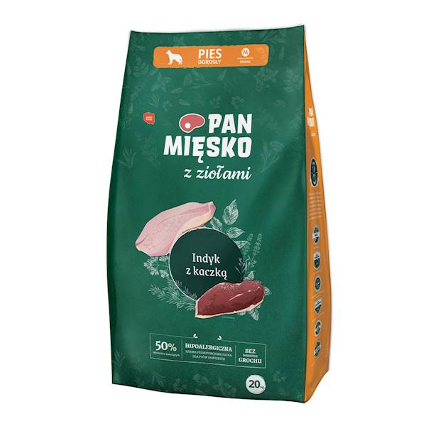 PAN MIĘSKO 20KG M INDYK, KACZKA ZIOŁA
