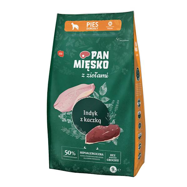 PAN MIĘSKO 9KG M INDYK, KACZKA ZIOŁA 