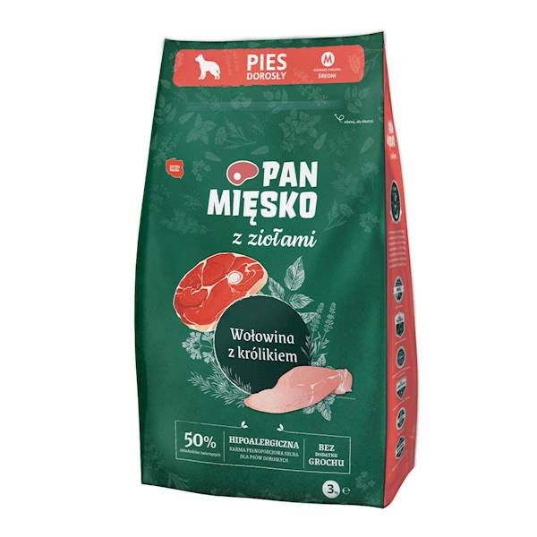 PAN MIĘSKO 3KG M WOŁOWINA, KRÓLIK ZIOŁA