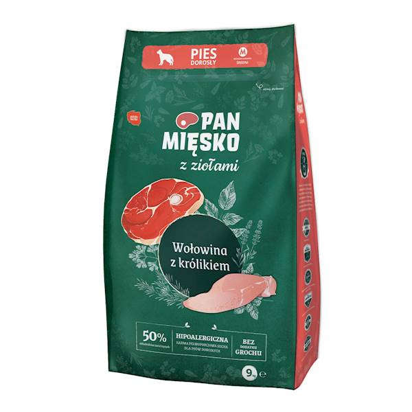 PAN MIĘSKO 9KG M WOŁOWINA, KRÓLIK ZIOŁA