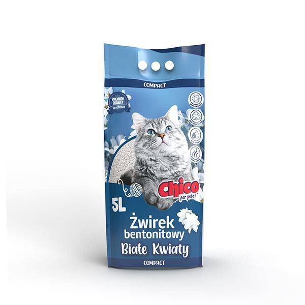 CHICO ŻWIREK BENTONIT COMPACT BIAŁE KWIATY 5L