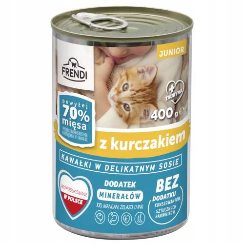 FRENDI 400G KOT KITTEN W SOSIE Z KURĄ KONSERWA 