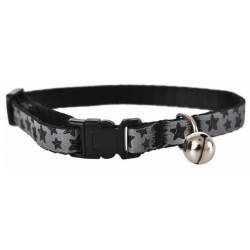 BK Obróżka dla kota srebrna odblask. z dzwon. 32CM