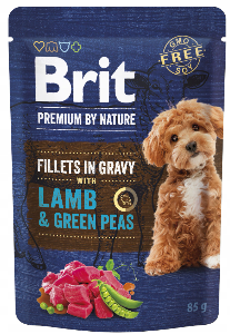 BRIT DOG 85G GRAVY FILLETS LAMB&GREEN PEAS