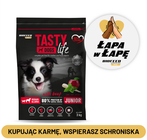 GW TASTY LIFE 3KG M/L JUNIOR Z WOŁOWINĄ
