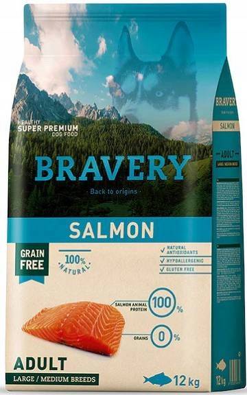 BRAVERY DOG 12KG ADULT MEDIUM/LARGE SALMON