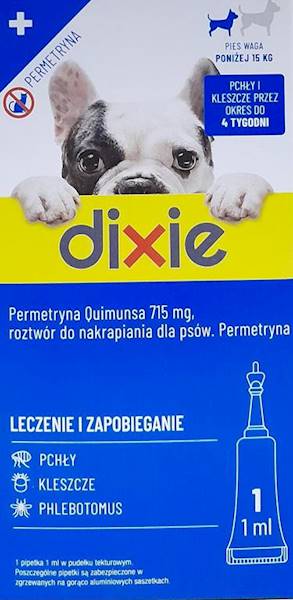 KROPLE P/PCHŁOM DLA PSA DO 15KG DIXIE NIEBIESKIE