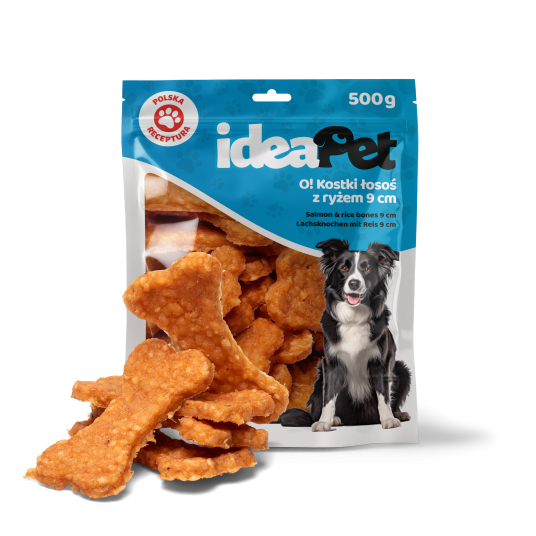 IDEAPET KOSTKI ŁOSOŚ Z RYŻEM 9CM 500G