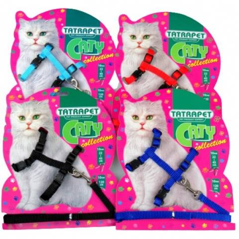 TAT Szelki odblaskowe+smycz dla kota gładkie mix k