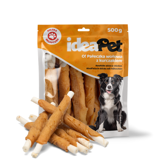 IDEAPET PAŁECZKA WOŁOWA Z KURCZAKIEM 500G