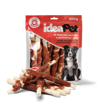 IDEAPET PAŁECZKI WOŁOWEZ WOŁOWINĄ I RYBĄ 500G