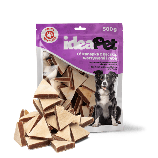 IDEAPET KANAPKA Z KACZKĄ, WARZYWAMI I RYBĄ 500G