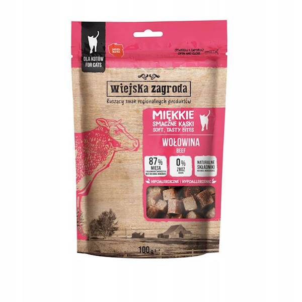 WIEJSKA ZAGRODA KOT 100G MIĘKKIE KĄSKI WOŁOWINA