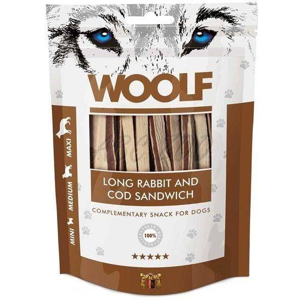 WOOLF 100G SOFT LONG RABBIT AND COD SANDWICH
