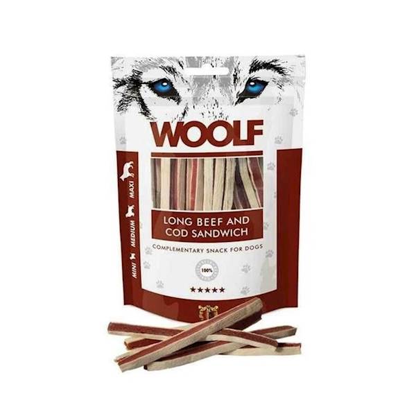 WOOLF 100G SOFT LONG BEEF AND COD SANDWICH