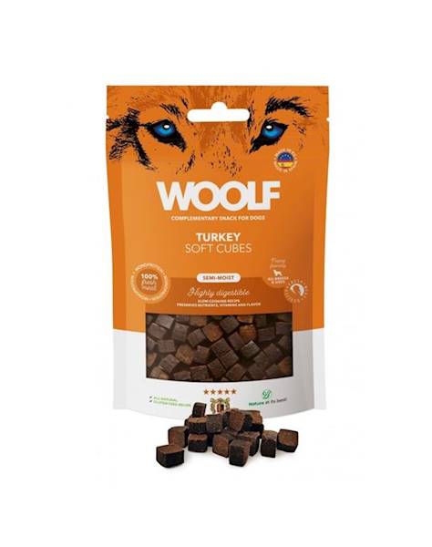 WOOLF 100G SOFT CUBES TURKEY MONOPROTEIN