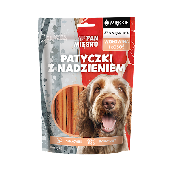 Pan Mięsko 100g Przysmak dla psa Patyczki woł/łoso