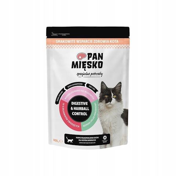 PAN MIĘSKO 800G DLA KOTA SUCHA DIGESTIVE&HAIRBALL 