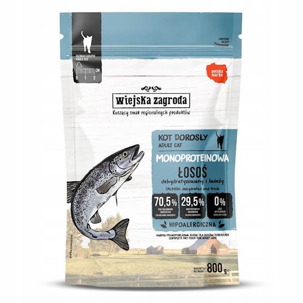 WIEJSKA ZAGRODA SUCHA KOT 800G MONO ŁOSOŚ 