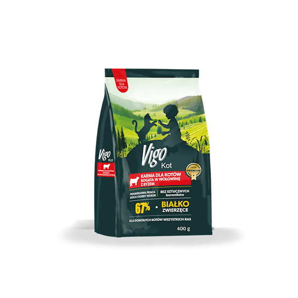 VIGO KOT SUCHA 400G WOŁOWINA Z RYŻEM