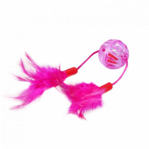 TAT Zabawka dla kota piłka z piórkami 3,5x34cm róż