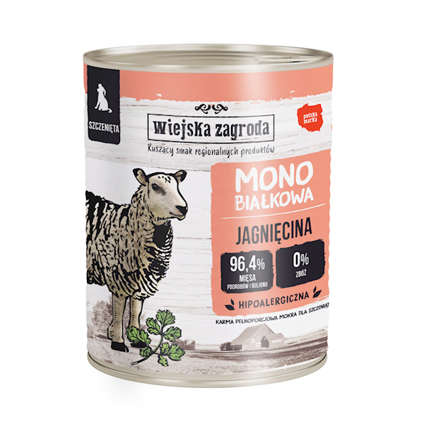 WIEJSKA ZAGRODA PIES 800G MONO JAGNIĘ SZCZENIAK
